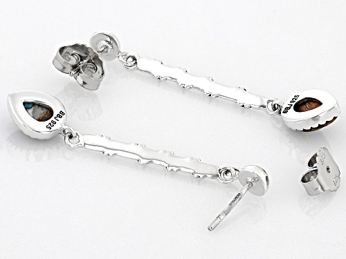Southwest Style by JTV™ Blended Turquoise & Spiny Oyster Shell Sterling Silver Dangle Earrings 8x6mm
