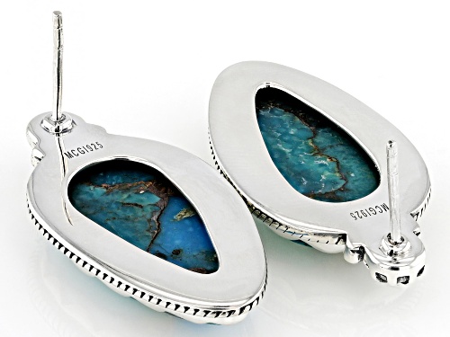Southwest Style by JTV™ 25x13mm Blue Turquoise Sterling Silver Earrings