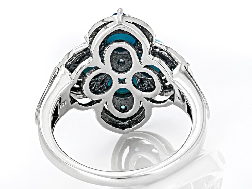Southwest Style by JTV™ 5mm Kingman Turquoise & Neon Apatite Sterling Silver Ring - Size 9