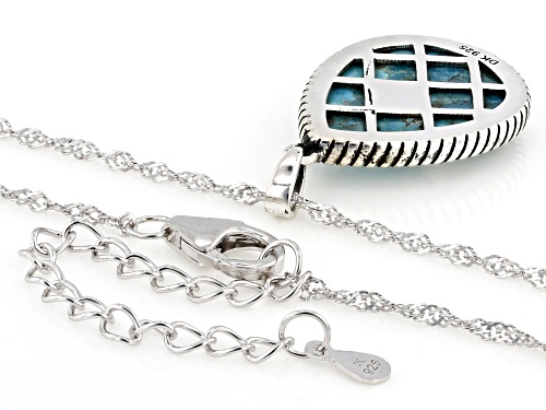 Southwest Style by JTV™ 20x15mm Blue Turquoise Sterling Silver Buffalo Pendant With 18