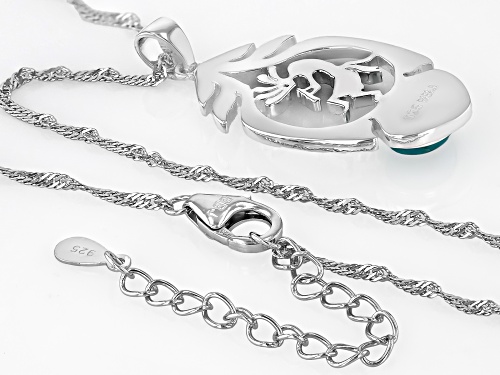 Southwest Style by JTV™ Blue Turquoise Sterling Silver Kokopelli Motif Pendant With Chain