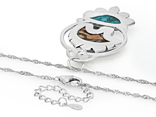 Southwest Style by JTV™ Green Turquoise & Spiny Oyster Sterling Silver Bear Pendant With Chain