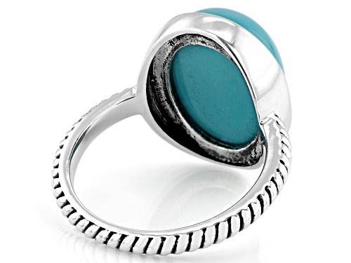 Southwest Style by JTV™ 16x12mm Sleeping Beauty Turquoise Sterling Silver Solitaire Ring - Size 11