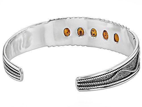 Southwest Style by JTV™ 8x6mm Amber Sterling Silver Bangle Bracelet - Size 8