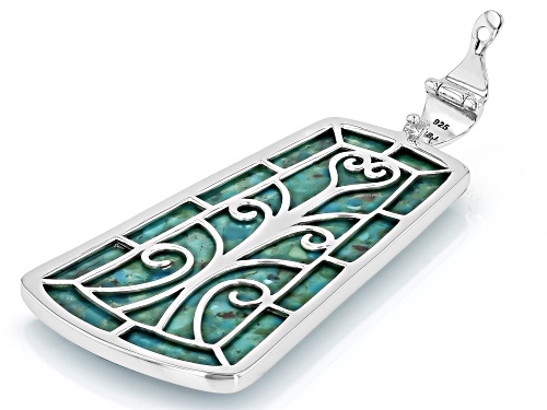 Southwest Style by JTV™ 65x34.6mm Carved Rose Turquoise Sterling Silver Enhancer Pendant