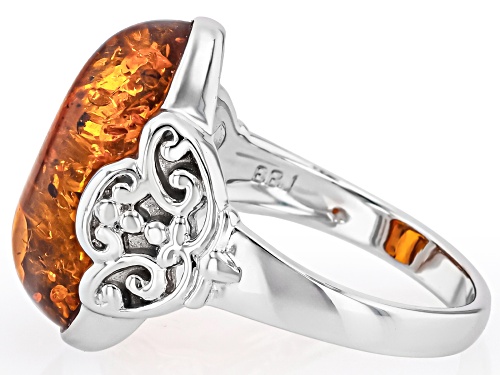 Southwest Style by JTV™ 17x11mm Amber Rhodium Over Sterling Silver Ring - Size 9