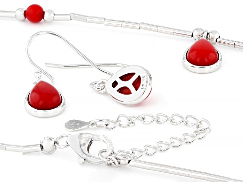Southwest Style By JTV™ Pear Shape And Round Red Coral Sterling Silver Necklace And Earrings Set