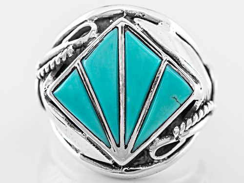 Southwest Style By Jtv™ Mixed Shapes Inlay Turquoise Sterling Silver Ring - Size 6