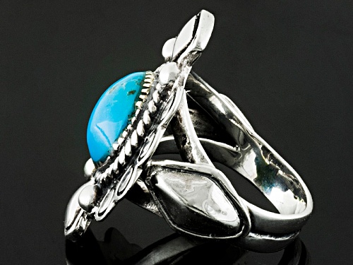Southwest Style By Jtv™ 11mm Round Cabochon Blue Turquoise Sterling Silver Solitaire Ring - Size 8