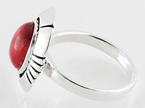 Southwest Style By Jtv™ Oval Cabochon Red Coral Sterling Silver Solitaire Ring - Size 5