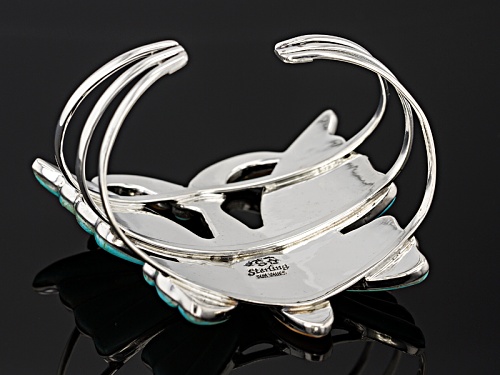 Southwest Style By Jtv™ Turquoise, Spiny Oyster Shell, Opal Simulant Silver Butterfly Bracelet - Size 6.75