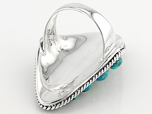 Southwest Style By Jtv™ 4mm Round Cabochon Turquoise Sterling Silver Cluster Ring - Size 5