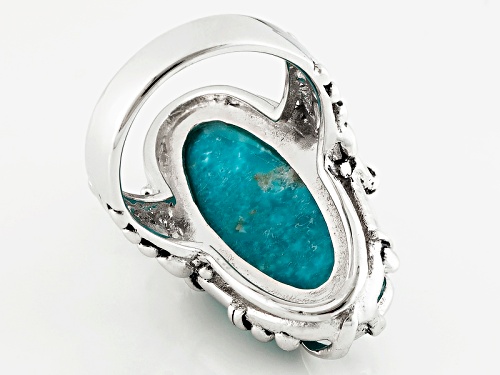 Southwest Style By Jtv™ 26x12mm Oval Turquoise Sterling Silver Solitaire Ring - Size 5