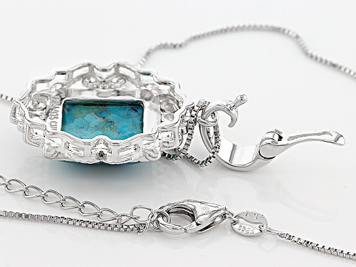Southwest Style By Jtv™ Rectangular Cushion Blue Turquoise Sterling Silver Enhancer With Chain