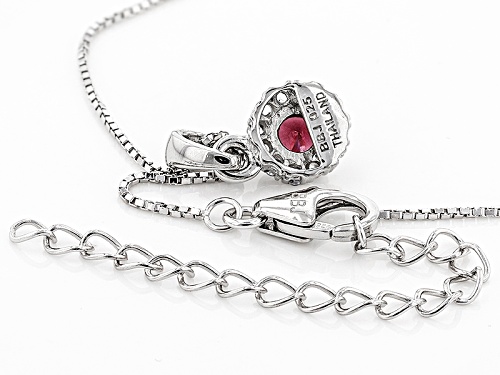 .29ct Round Anthill Garnet And .21ctw Round White Zircon Sterling Silver Pendant With Chain