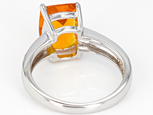 1.65ct Rectangular Cushion Brazilian Fire Opal Solitaire Sterling Silver Ring   Web Only - Size 7