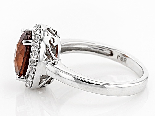 2.77ct Oval Hessonite Garnet And .39ctw Round White Zircon Sterling Silver Ring  Web Only - Size 7