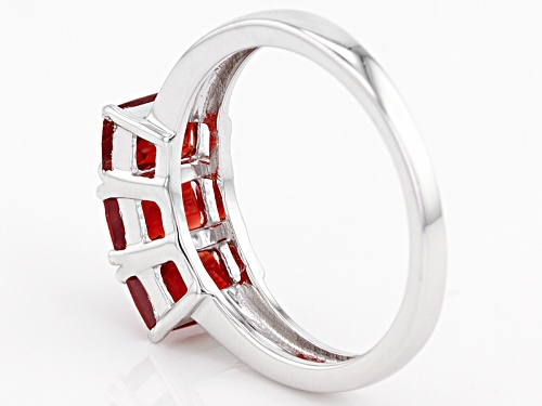 1.38ctw Rectangular Checkerboard Cut Red Labradorite Sterling Silver 3-Stone Ring - Size 7