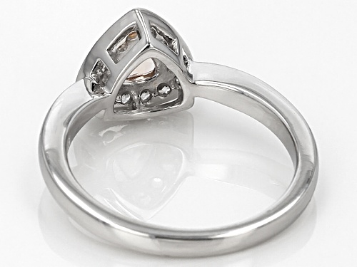 .33ct Trillion Peach Morganite With .25ctw Round White Zircon Sterling Silver Ring - Size 8