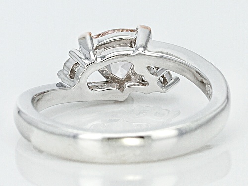 .53ct Trillion Peach Morganite With .06ctw Round White Zircon Sterling Silver Ring - Size 8