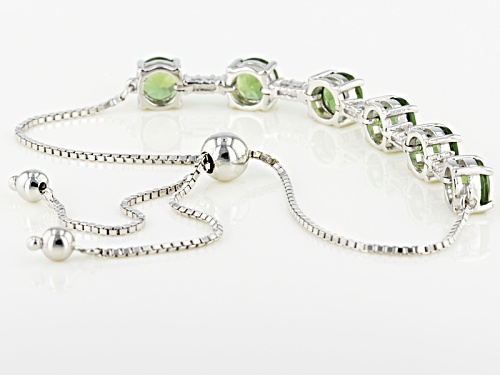 4.44ctw Green Apatite And .31ctw White Zircon Silver Bolo Bracelet Adjusts Approximately 6