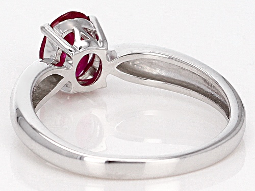 .93ct Oval Mozambique Ruby Sterling Silver Solitaire Ring. - Size 8