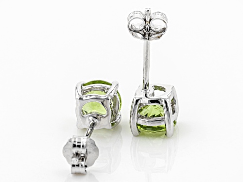 1.40ctw Round Manchurian Peridot™ Rhodium Over Sterling Silver Stud Earrings