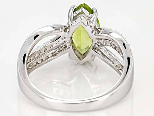 1.48ct Manchurian Peridot™ with .33ctw Round White Zircon Rhodium Over Sterling Silver Ring - Size 8