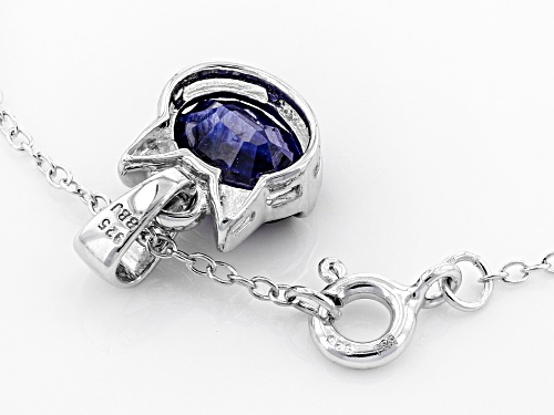 1.50CT OVAL MAHALEO (R) BLUE SAPPHIRE STERLING SILVER PENDANT WITH CHAIN