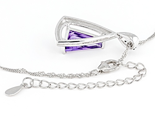 Triangle Amethyst With Black Diamonds Sterling Silver Pendant
