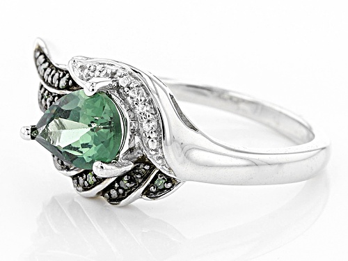 .97ct Green Apatite With .03ctw White Zircon And .04ctw Green Diamond Accents Sterling Silver Ring - Size 8