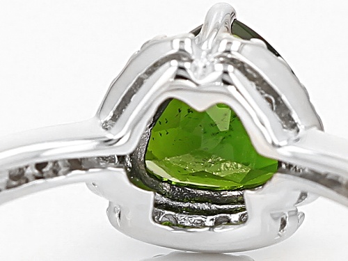 1.25ct Trillion Russian Chrome Diopside And .25ctw Round White Zircon Sterling Silver Ring - Size 7