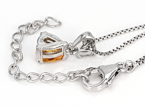 .60ct Pear Shape Mandarin Garnet With .20ct Pear Shape White Zircon Silver Pendant With Chain