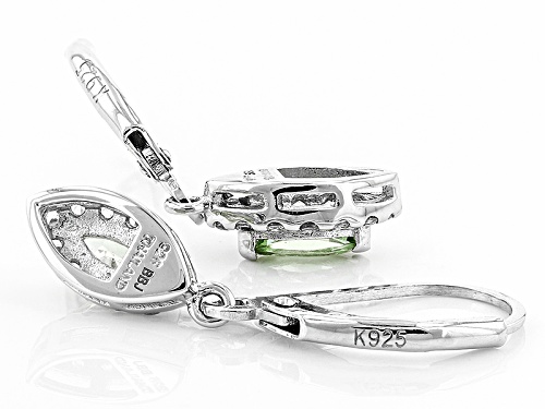 .43ctw Marquise Mint Tsavorite And .18ctw White Zircon Sterling Silver Dangle Earrings