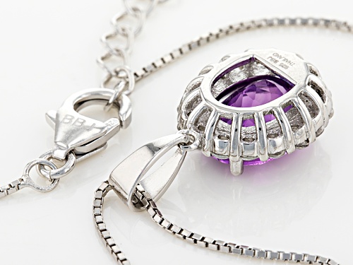 1.99ct Oval Moroccan Amethyst With .73ctw Round White Zircon Sterling Silver Pendant With Chain