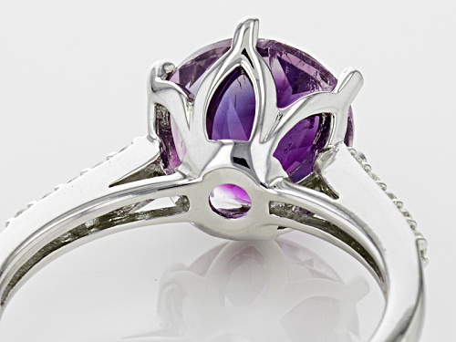 2.08ct Round Moroccan Amethyst And .17ctw Round White Zircon Sterling Silver Ring - Size 10