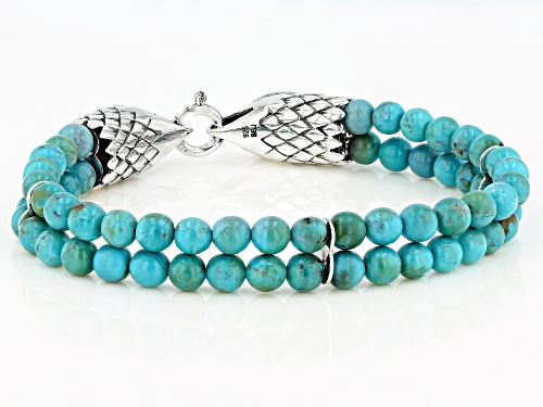 Southwest Style By JTV™ Turquoise Rhodium Over Sterling Silver Eagle Bracelet - Size 9