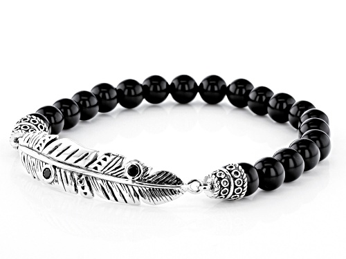 Southwest Style By JTV™ Black Onyx And 0.24ctw Black Spinel Rhodium Over Sterling Silver Bracelet