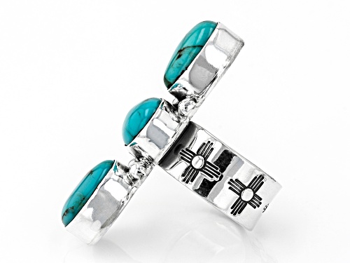 Southwest Style By JTV™ 14x10mm Oval Turquoise Silver Hand-Crafted Ring - Size 8