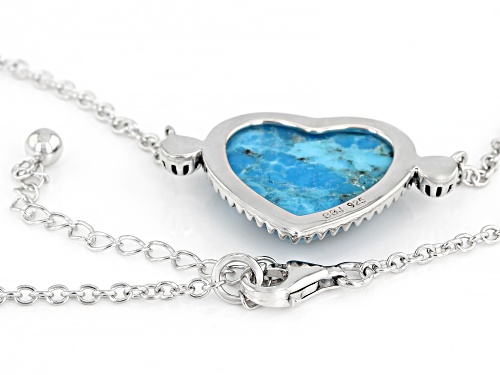 Southwest Style By JTV™ Girls 20mm Heart Shape Turquoise Rhodium Over Sterling Silver Necklace - Size 12