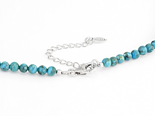 Southwest Style By JTV™ Childrens 4mm Round Turquoise Bead Rhodium Over Silver Necklace - Size 12