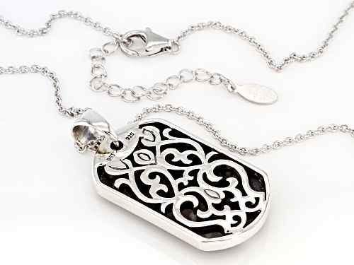 Southwest Style By JTV™ Mens Black Onyx Rhodium Over Silver Tribal Dog Tag Pendant With 24