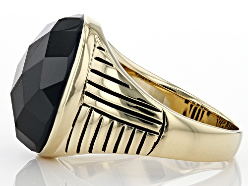 Southwest Style By JTV™ 14.45ct Mens Black Spinel 18k Yellow Gold Over Sterling Silver Ring - Size 11