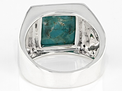 Southwest Style By JTV™ Men's Turquoise And White Topaz Rhodium Over Silver Ring - Size 12