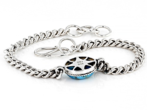 Southwest Style By JTV™ 14x11mm Oval Turquoise Rhodium Over Sterling Silver Mens Bracelet - Size 8