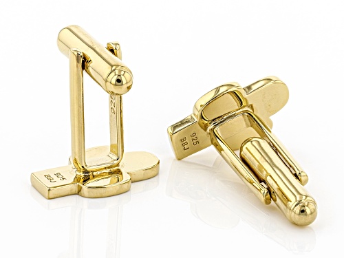 Southwest Style By JTV™ Green Enamel 18k Yellow Gold Over Sterling Silver Cactus Cufflinks