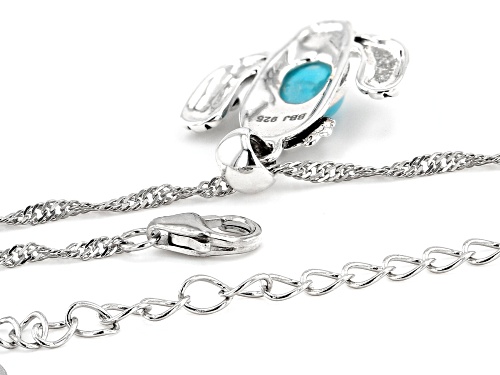 Southwest Style By JTV™ Childrens 6x5mm Turquoise Rhodium Over Silver Cactus Pendant W/ Chain