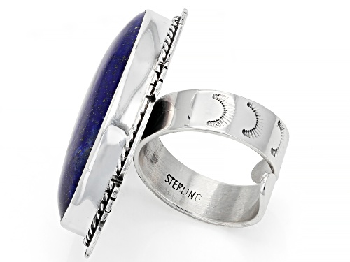 Southwest Style By JTV™ Oval Blue Lapis Rhodium Over Silver Statement Ring - Size 6