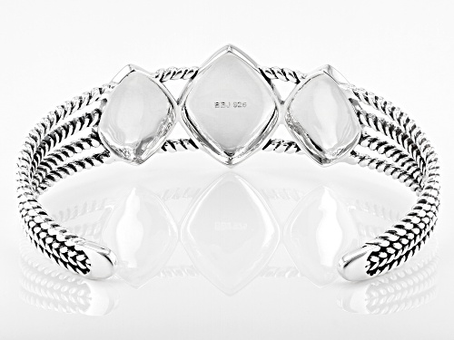 Southwest Style By JTV™ Turquoise & Spiny Oyster Shell Rhodium Over Silver Cuff Bracelet - Size 7.5