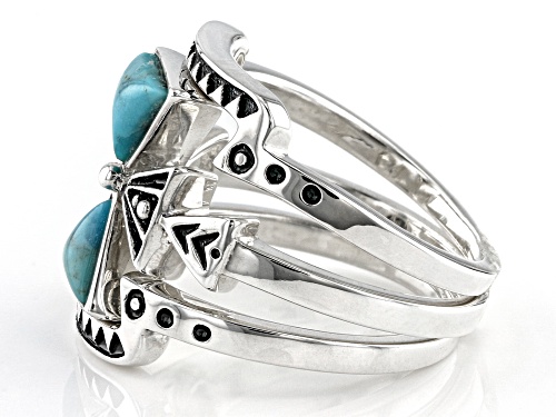 Southwest Style By JTV™ Blue Turquoise Rhodium Over Silver Set of 3 Rings - Size 8